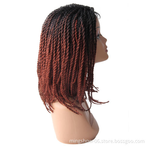 Fast delivery kinky twist braided lace wig, ombre  front lace wig braided